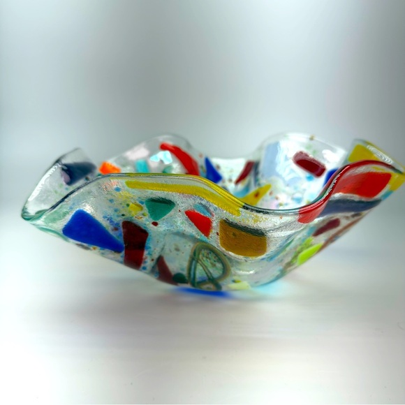 Handblown Studio Art Fused Glass Bowl - Picture 4 of 9